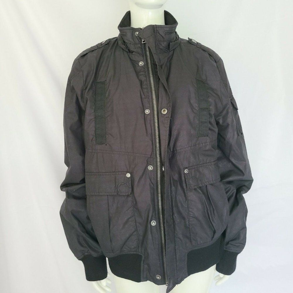Y2K Guess Men's Black Winter‎ Coat Bomber Jacket Cotton